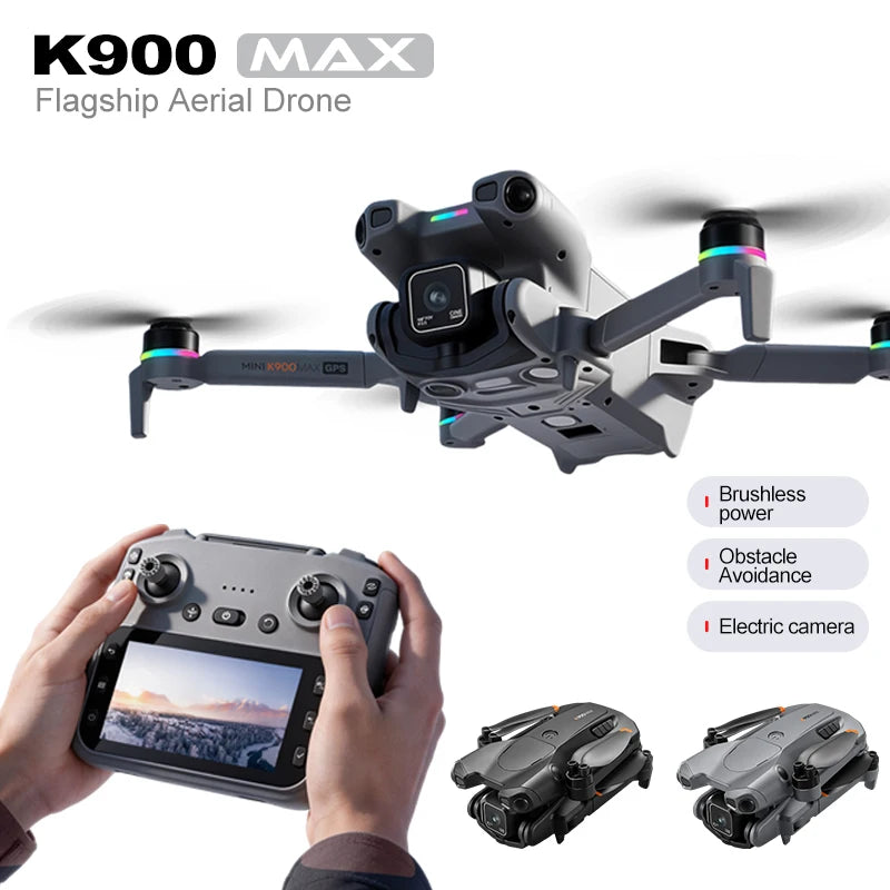 K900 Foldable RC Drone,4.5"Screen Remote,AirDrop,4-Way Obstacle Avoid,2K FPV, Optical Flow Positioning, Birthday Holiday Gift Toy from China