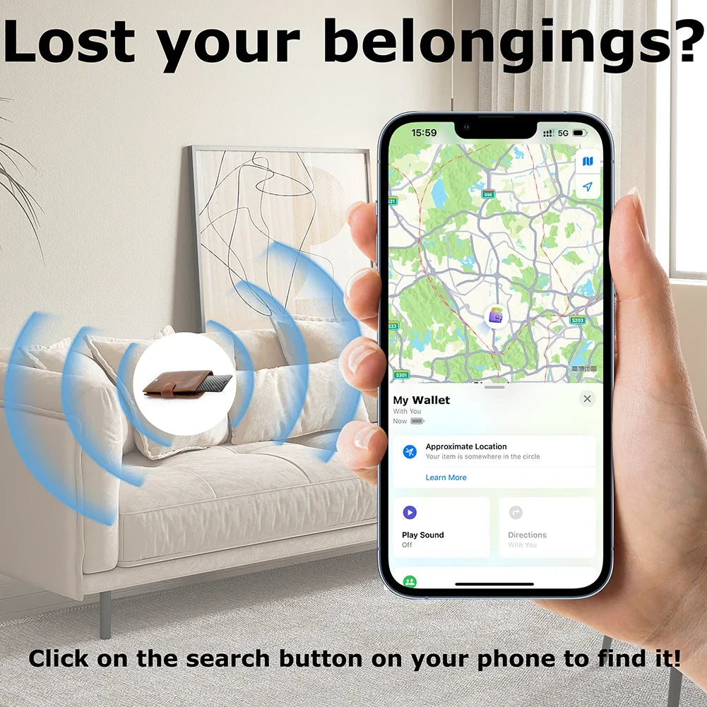 Waterproof Anti-loss Wireless Charging Tracking Card For Apple Find My