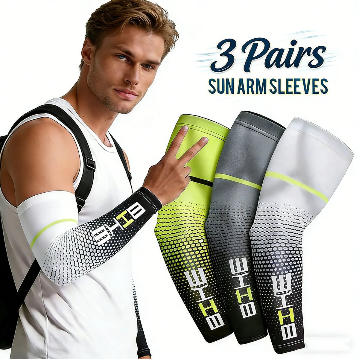 1/3 Pairs Cool Men Cycling Running Bicycle UV Sun Protection Cuff Cover Protective Arm Sleeve Bike Sport Arm Warmers Sleeves