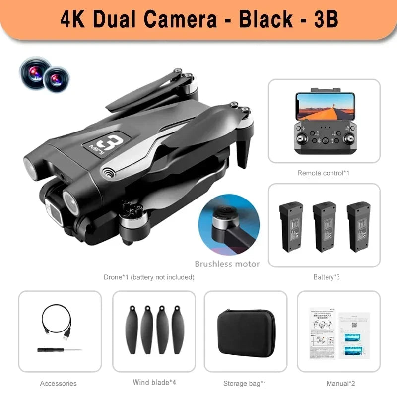 GPS Brushless 8K HD Dual Camera Drone with Obstacle Avoidance and 9000M RC Distance