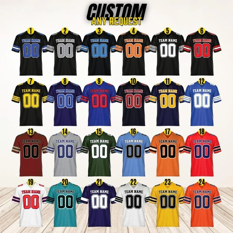 Personalized Soccer Jersey with Short Sleeves, V-Neck, Team Name, Your Name and Number