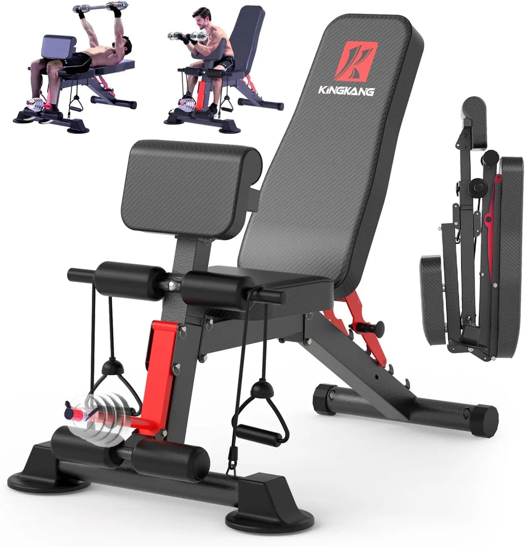 Foldable Dumbbell 14-in-1 Full Body Workout Weight Bench is Pre-Assembled, Multi-Functional and 6 Adjustable Levels