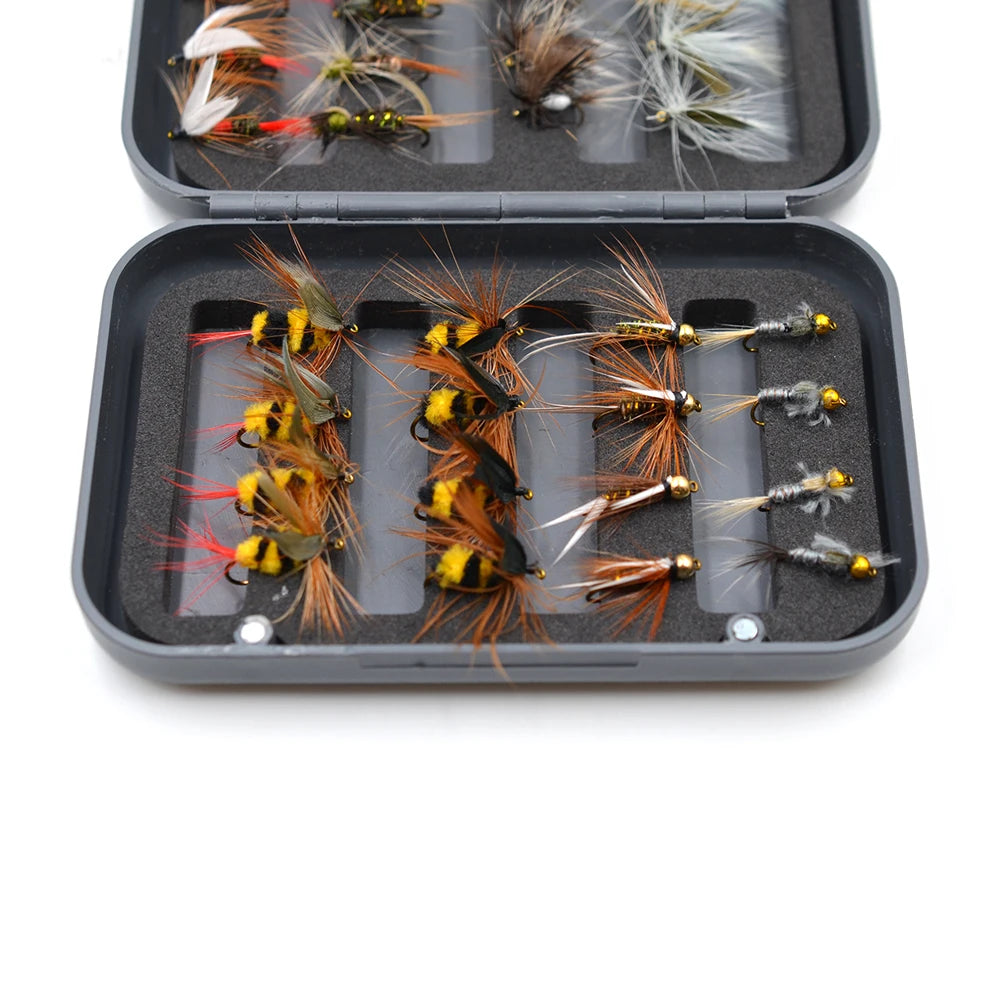 MNFT 32Pcs/Box Trout Nymph Fly Fishing Lure Dry/Wet Flies Nymphs Ice Fishing Lures Artificial Bait with Box from China