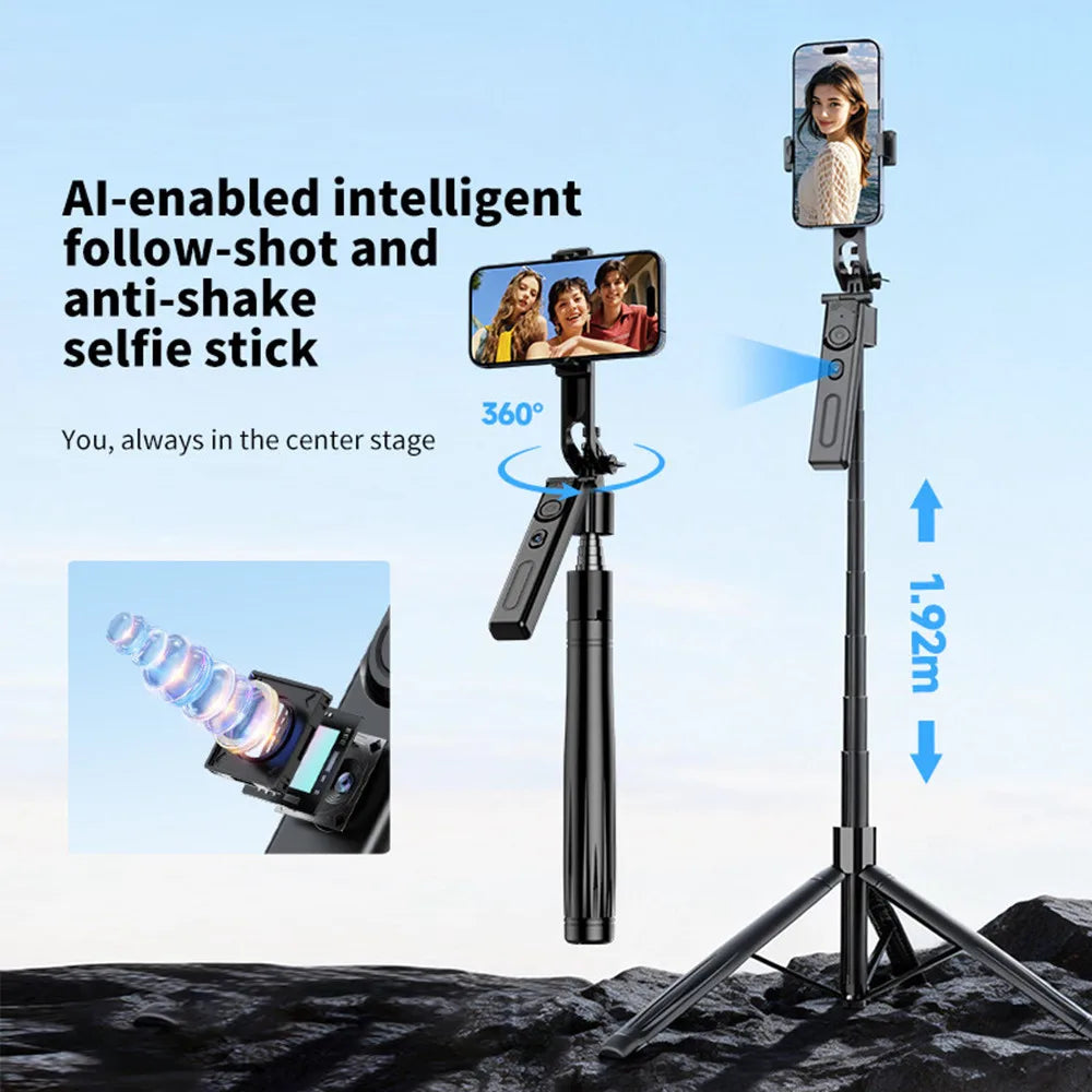 Tripod for Mobile Phone 360°Auto-Rotation Shooting Tripod Selfie Stick Phone Stand AI Face Following, with Remote Control from China