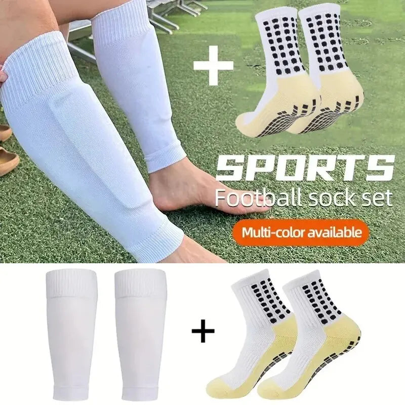 1 Set Men's Grip Soccer Socks and Leg Covers