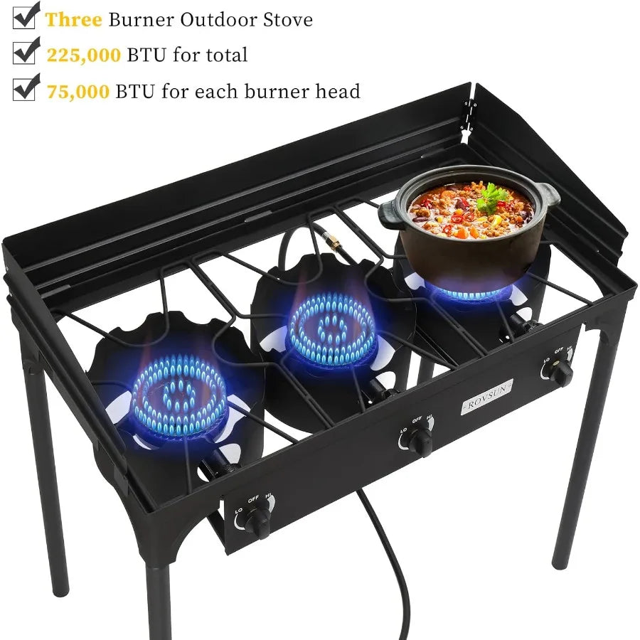 2/3 Burner Outdoor Propane Gas Stove on High Pressure Stand