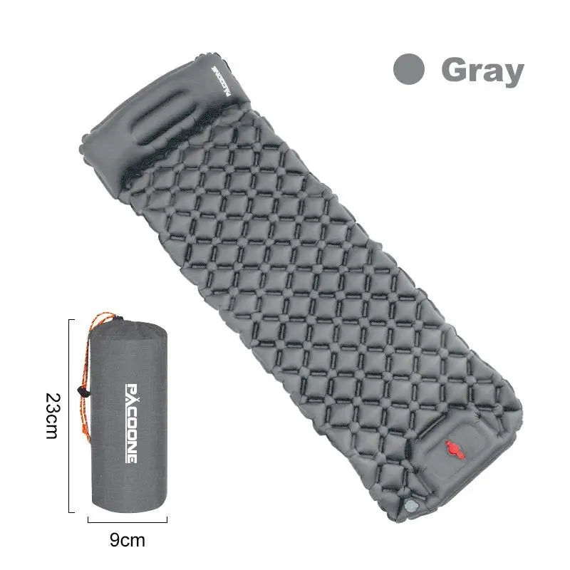 Camping Sleeping Pad Inflatable Mattress with Pillows Ultralight Air Mat Built-in Inflator Pump