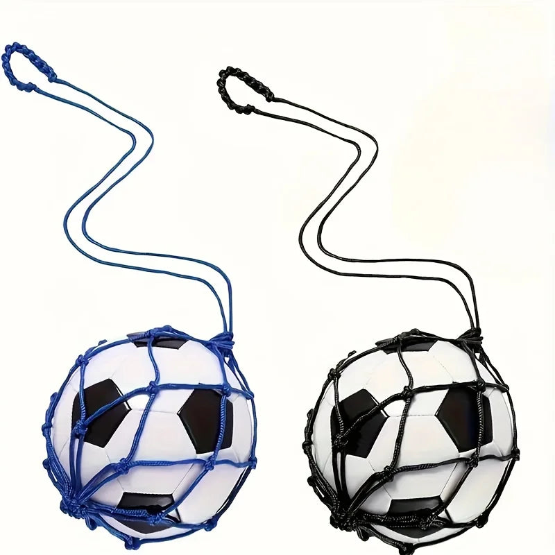 Youth Football Self Trainer Kick Net Pocket Professional Outdoor Sport Nylon Net Basketball Bag Solid Mesh Soccer Ball Carry Bag