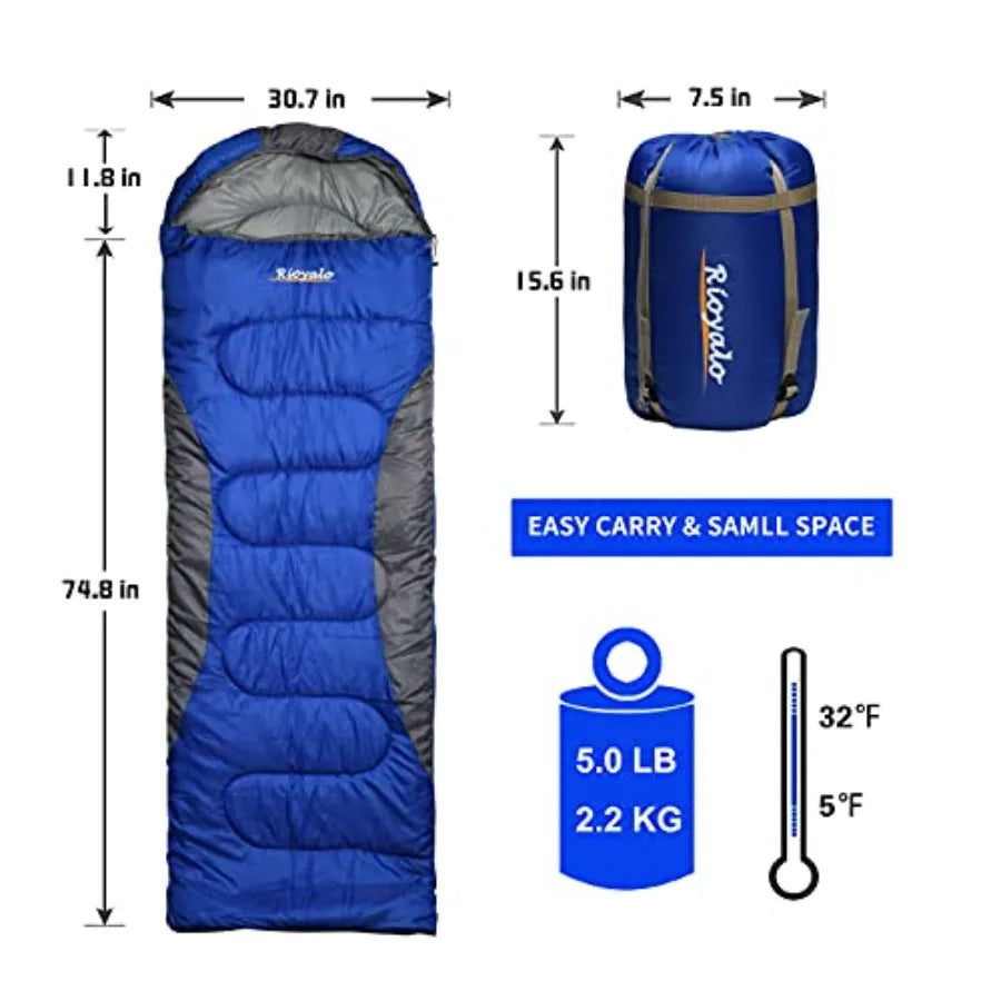 Winter 0 Degree Portable Waterproof Sleeping Bags for Adults (Temp Range (5F 32F))