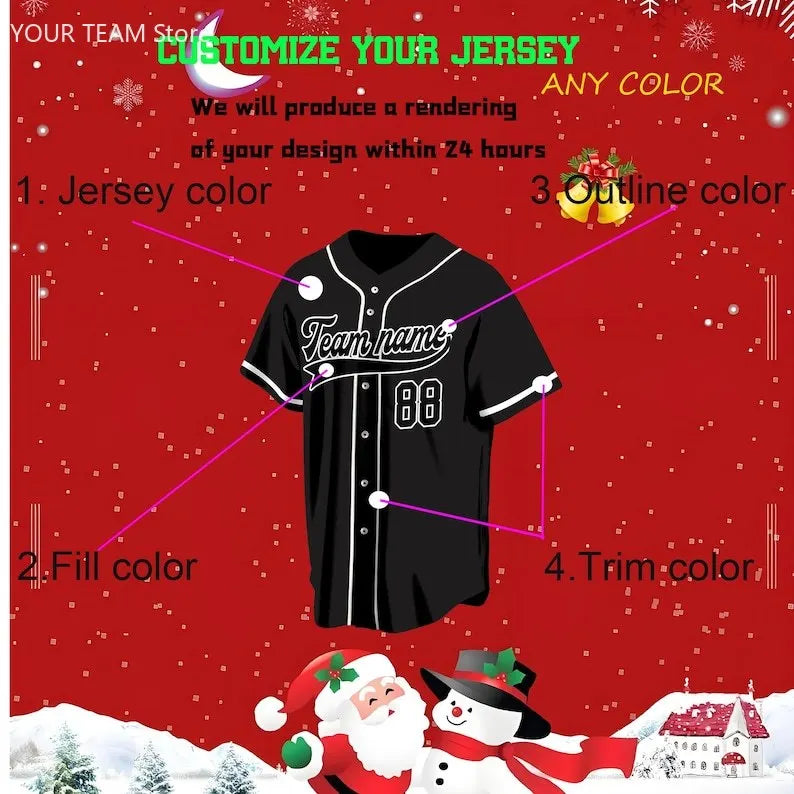 Custom Baseball Jersey Personalized Embroidered Name, Number and Team