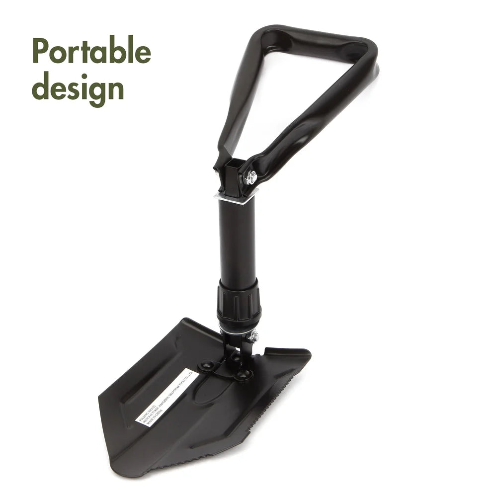 Heavy Duty Lightweight Portable Compact  Foldable Steel Shovel with Serrated Edge