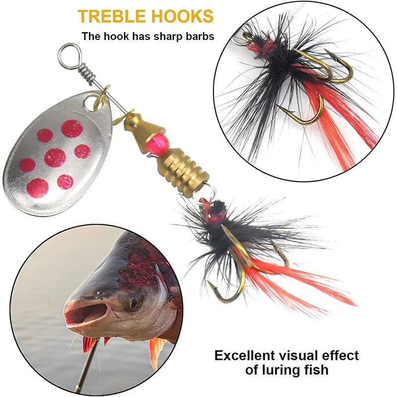 Metal Spinner Spoon Lure Kit with High-Strength Hooks
