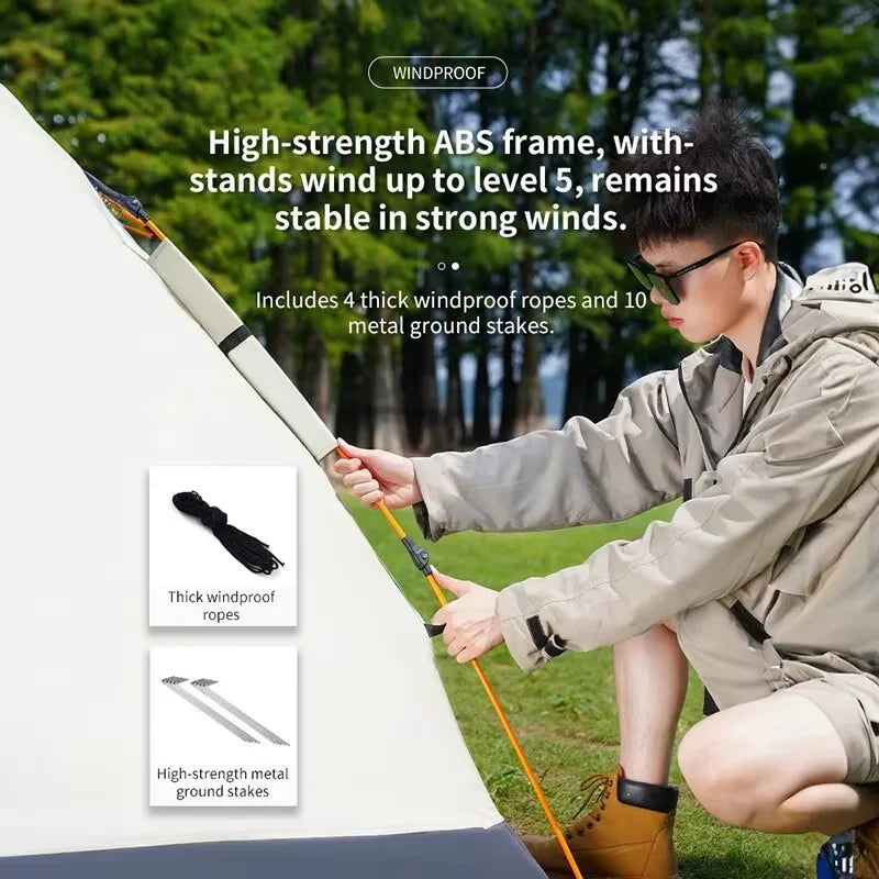 Outdoor Folding Tent Fully Automatic Quick Opening Tent 3-4 Person Self Driving Camping Tent Rain Proof Sun Proof Portable from China
