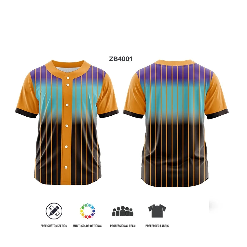 Custom Button Men Baseball Jersey Color Print Personal Team Name, Sponsor, Number