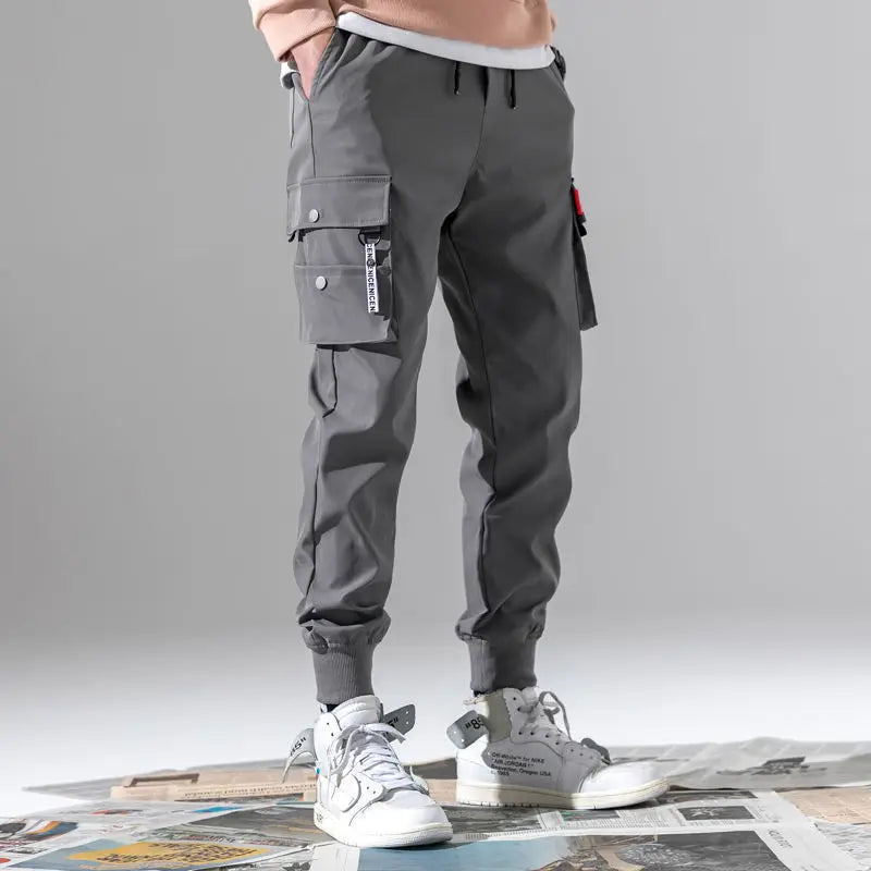 2024 New Trendy Solid Color Pants, Multi Flap Pocket Men's Cargo Pants, Loose Casual Outdoor Pants, Men's Work Pants oversized from China
