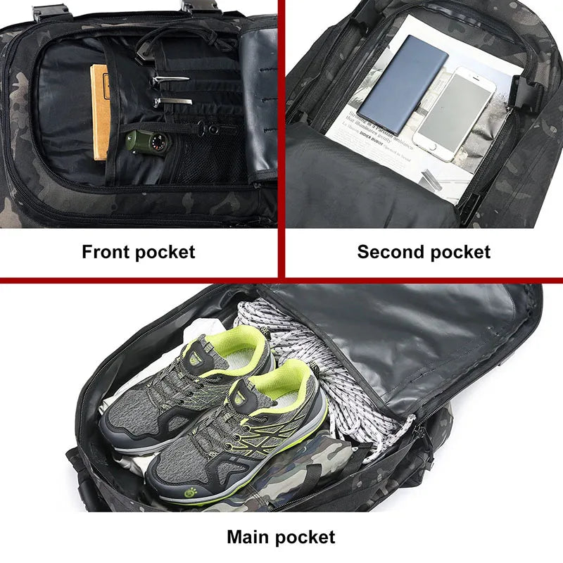 Extra Large 60L  Water Resistant Sturdy Outdoor Camo Travel Laptop Military Tactical Backpack For Men Women