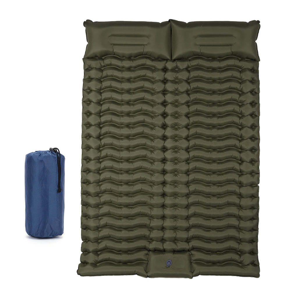 Portable  Inflatable Thickened Cushion Pads Camping Sleeping Mat with Pillow and Built-In Foot Pump