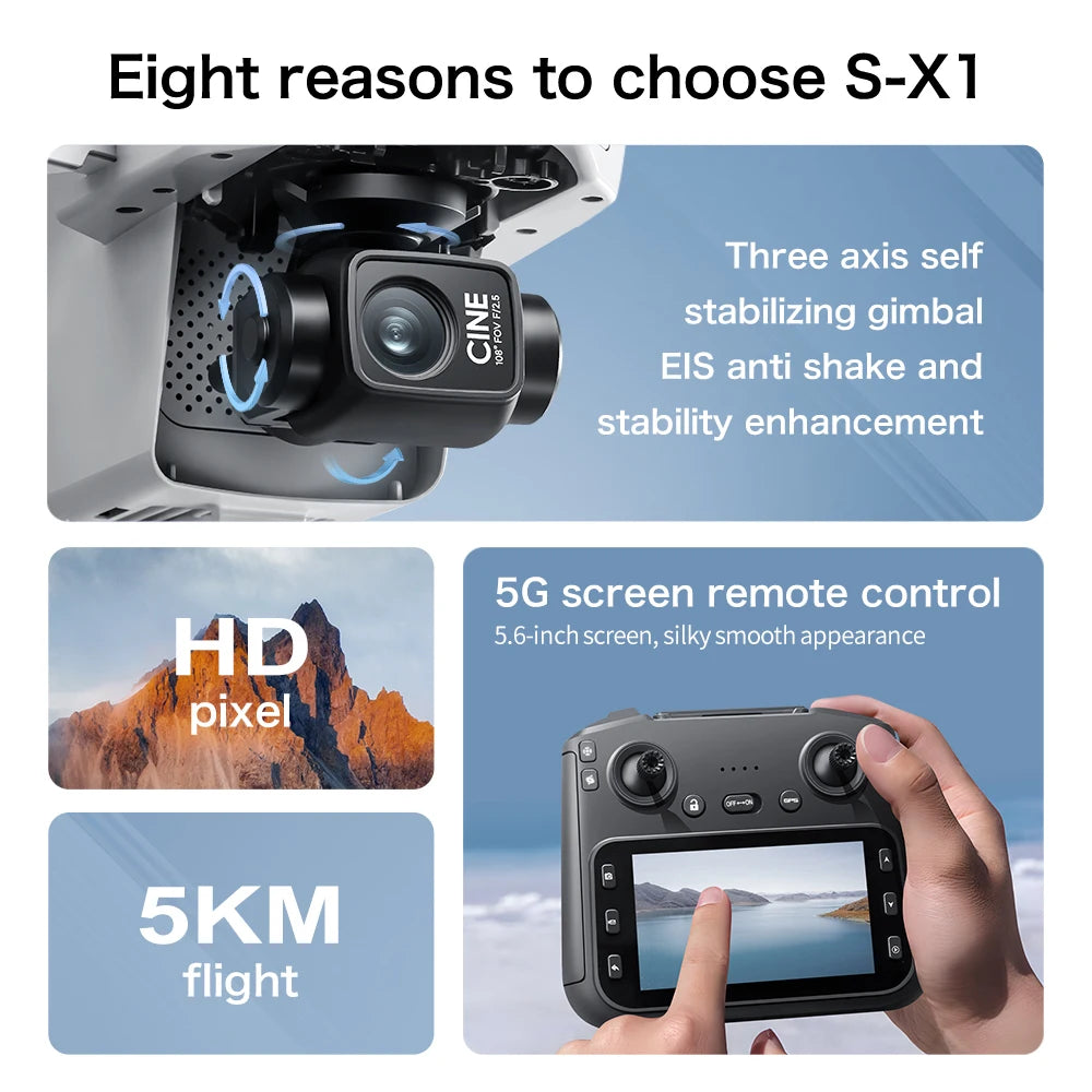 Lenovo S-X1 Professional GPS Drone 8K HD 3 Axis Gimbal Camera 5G WIFI FPV Brushless Obstacle Avoidance RC Quadcopter Drone from China