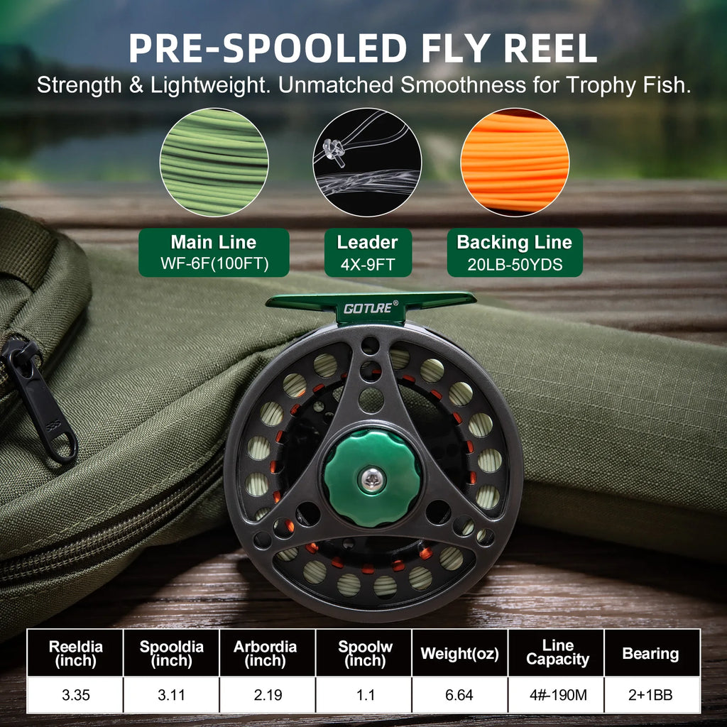Goture Portable Complete Fly Fishing Rods Set 8-sections 9FT Fly Rod Reel Line Hooks Accessory Combo Full Fly Fising Rod Kit from China