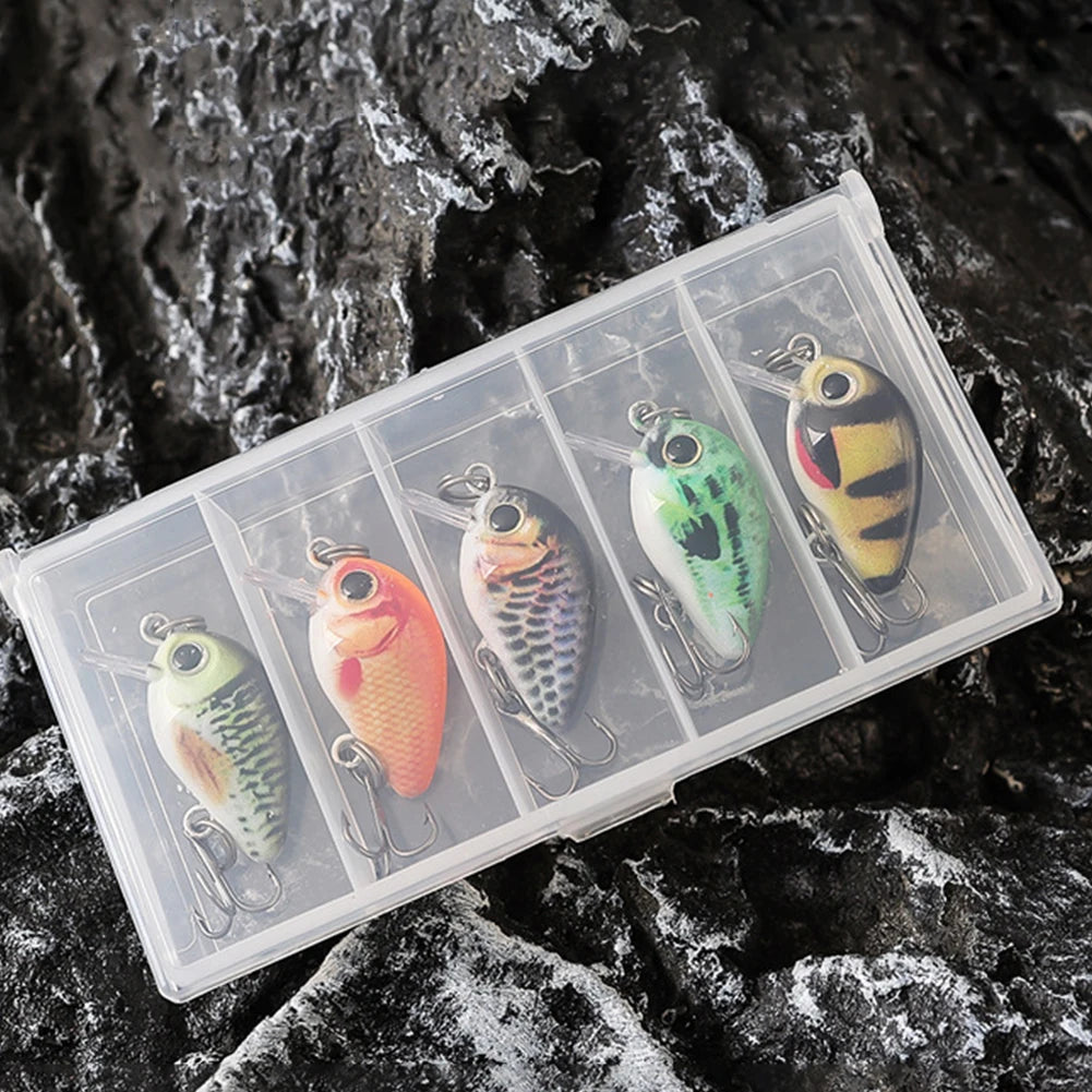 5pcs Mini Crankbait Fishing Lure 3cm 2g Floating Wobbler Artificial Hard Bait Fishing Bait for Trout Perch Bass