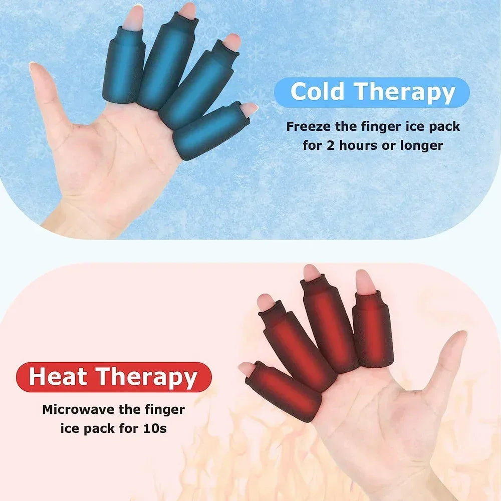 Finger Ice Sleeves 4PCS Finger & Toe Cold Gel Ice Packs Thumb Ice Packs Hot Cold Compression Sleeves