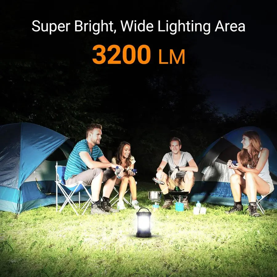 3200LM LED Phone Charger Rechargeable Camping Lantern