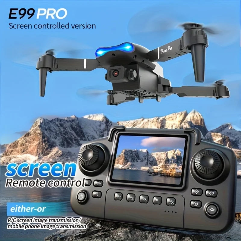 The Upgraded 2026 E99PRO MAX Drone Features Dual 8K Cameras, In-Screen Remote Control, Two Batteries, One-Key Return-to-Home, A Foldable Design, USB Charging, Wi-Fi Connectivity, and Flight Gaming Capabilities
