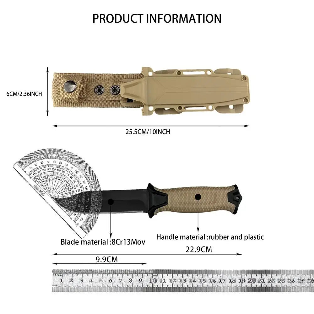 EDC 1500 Fixed Blade Knife 8Cr13Mov Blade Rubber-plastic Handle Outdoor Hiking Camping Fishing Multi-functional Tool