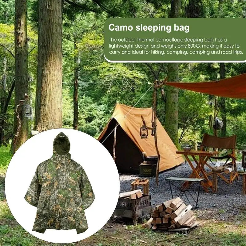 Outdoor Camping Cape Sleeping Bag Winter Wearable Cloak Blanket Soft Sleeping Bag Cloak Outdoor Sports Sleeping Bag Poncho