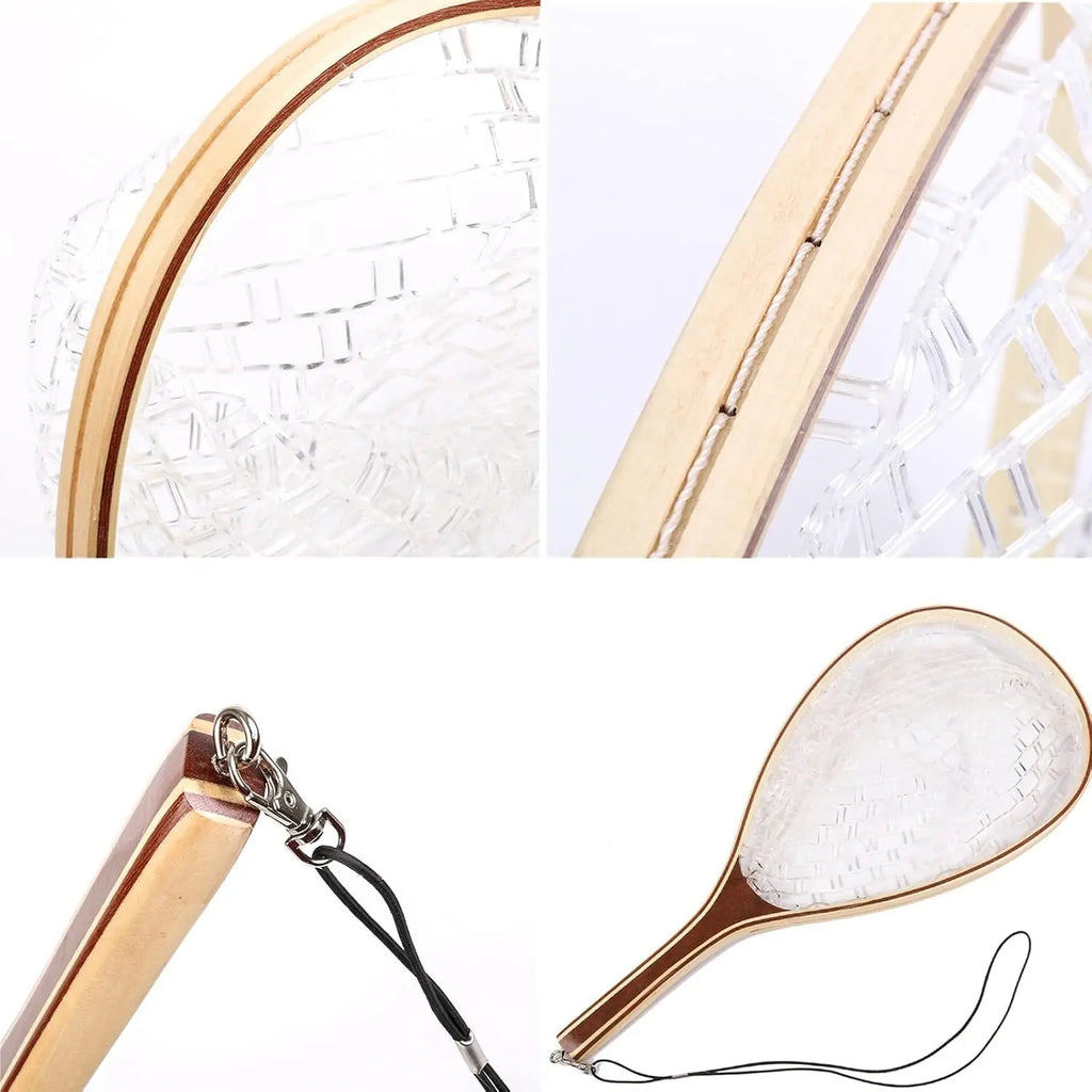 Fly Fishing Landing Net With Wooden Handle Frame