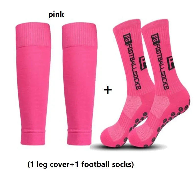 1 Set of High Quality FS Men's Leg Cover and Anti Slip Soccer Sports Socks