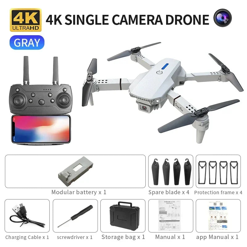 Professional mini remote control drone E88 4K HD aerial camera WiFi FPV foldable quadcopter RC helicopter Children's toy Gift from China