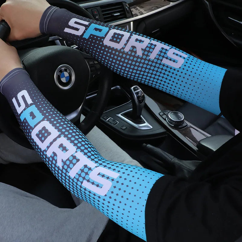 Sport Ice Arm Sleeves for Men Cycling UV Solar Cuff Breathable Summer Sun Protection Arm Cover Print Anti-Sunburn Long Sleeve from China