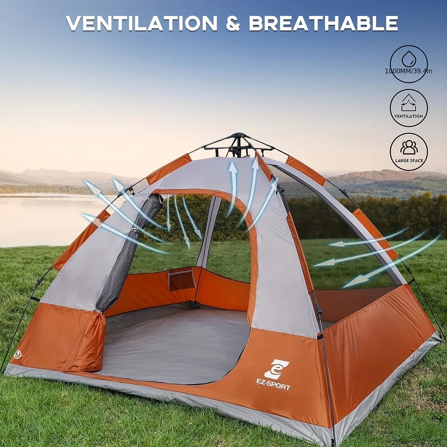 Waterproof Windproof Pop Up  3-4 Person Instant Easy Set Up Camping Tent with Removable Rain Fly