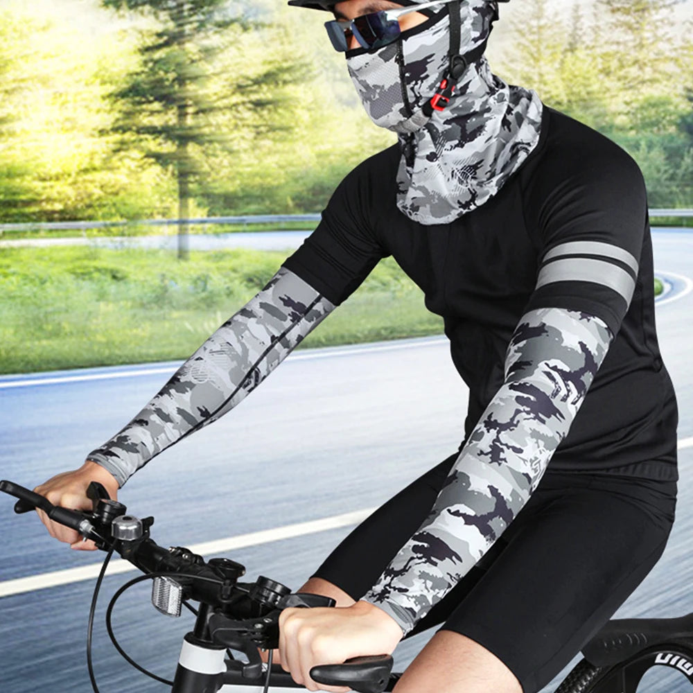 1Pair Ice Silk Cooling Arm Sleeves Anti-UV Sunburn Arm Cover for Running Cycling Driving Hiking Mountaineering Golf Sports from China