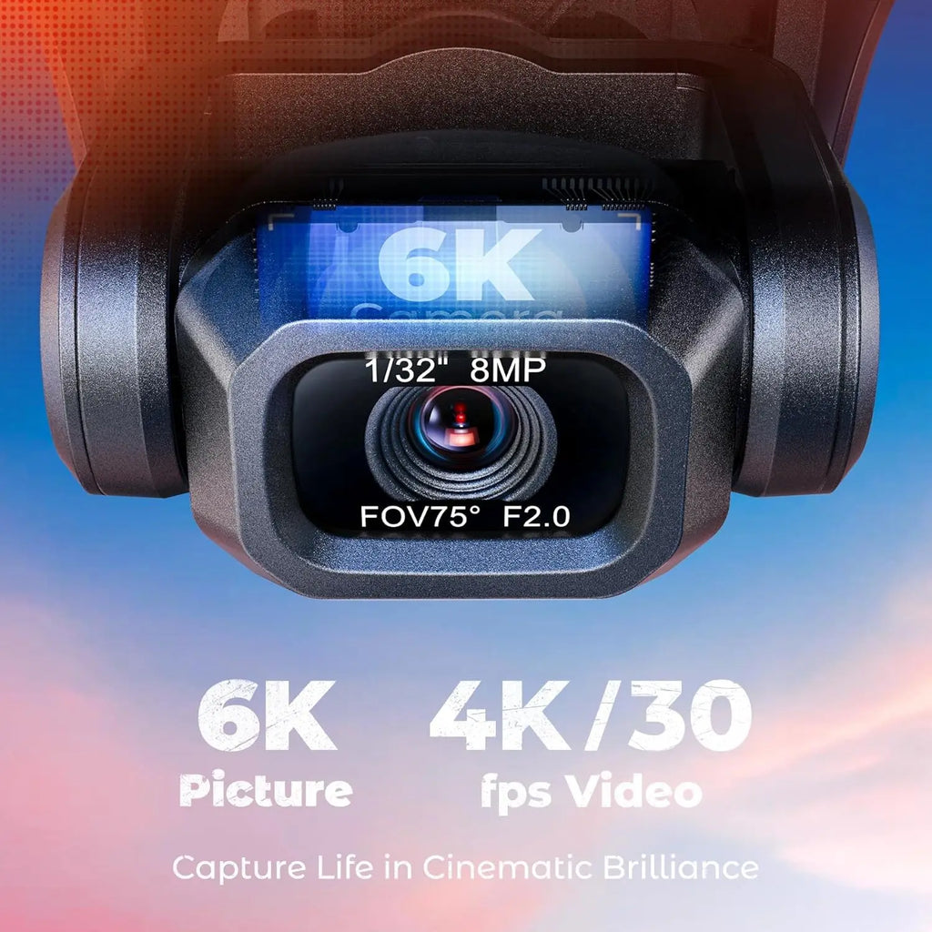 Air Drone with 6K UHD Camera, 3-Axis Gimbal, 70-Min Flight Time and Auto Return