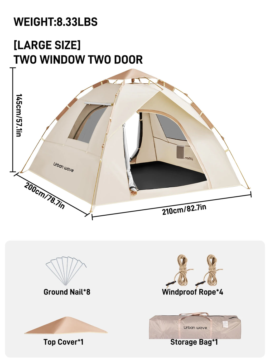 Automatic Pop-up Camping Tent, Windproof, Sunproof, and Waterproof, Suitable for Park Camping Trips, Wilderness Hiking and Adventure, Beach Family Vacations, Portable and Foldable, the Perfect Holiday Gift.