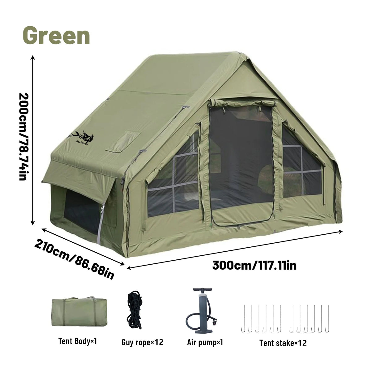 PAKICETUS Inflatable camping tent 4-8 people with windows portable water-resistant camping tent  Four season tents from China