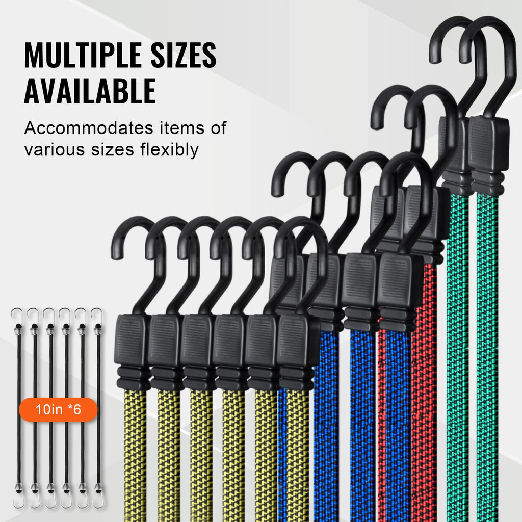 32pcs Bungee Cords 2M Elastic Luggage Bungee Straps with A3 Steel J-Hooks Anti-slip Flat Elasticity Rope