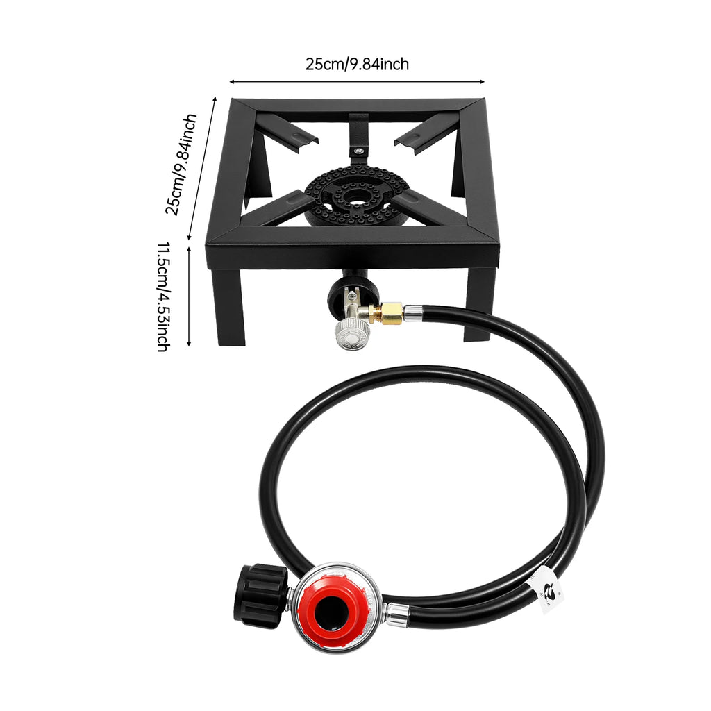 Portable Propane Single Burner Outdoor Gas Stove with Adjustable 0-10Psi Regulator Hose