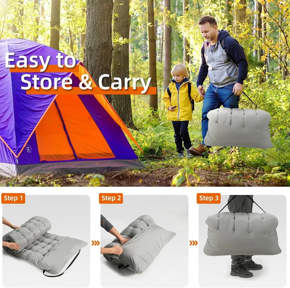Portable Camping Cot, 600LBS Max Load, Extra Wide with Thick Mattress, Folding for Outdoor/Office/Home