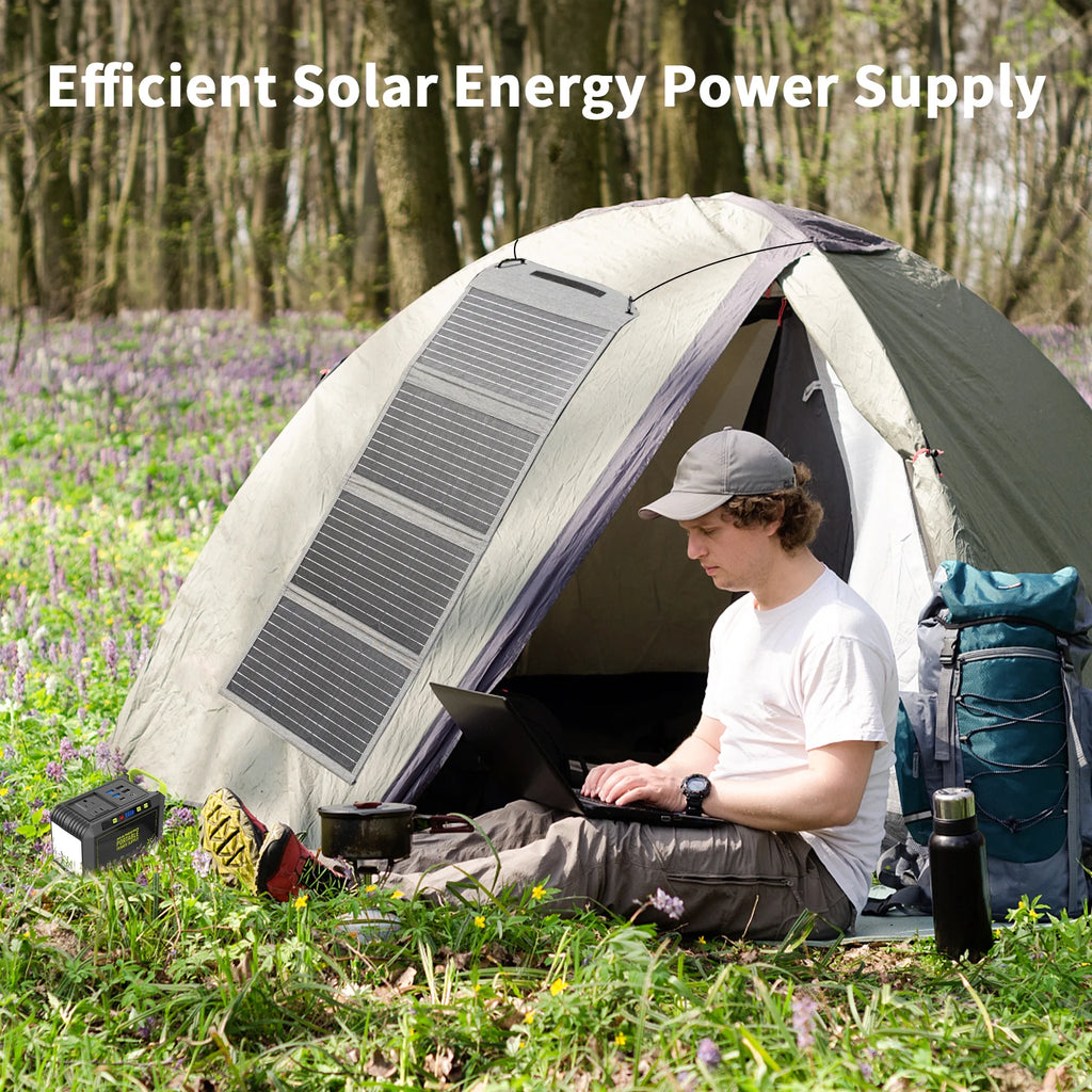 40W Portable Solar Panel Charger with Triple Output (USB-C/USB-A/DC)