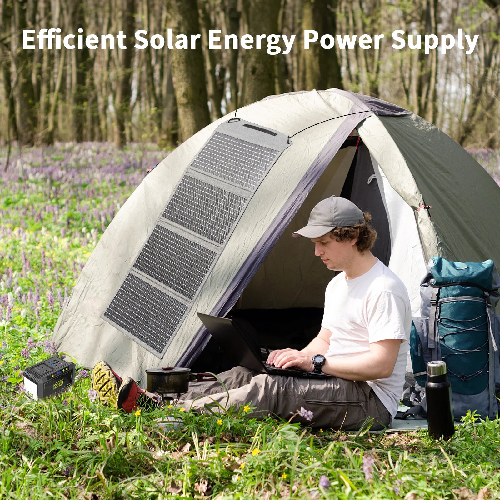 40W Portable Solar Panel Charger with Triple Output (USB-C/USB-A/DC)