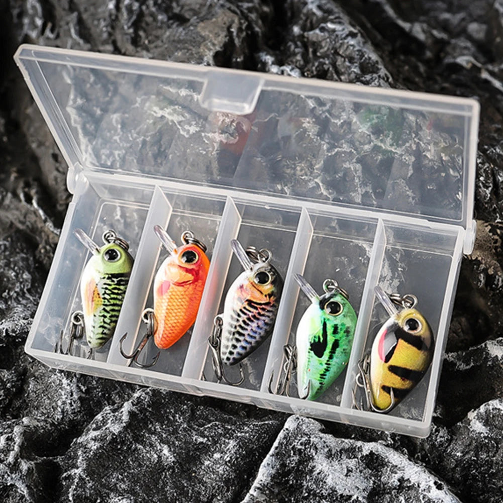 5pcs Mini Crankbait Fishing Lure 3cm 2g Floating Wobbler Artificial Hard Bait Fishing Bait for Trout Perch Bass