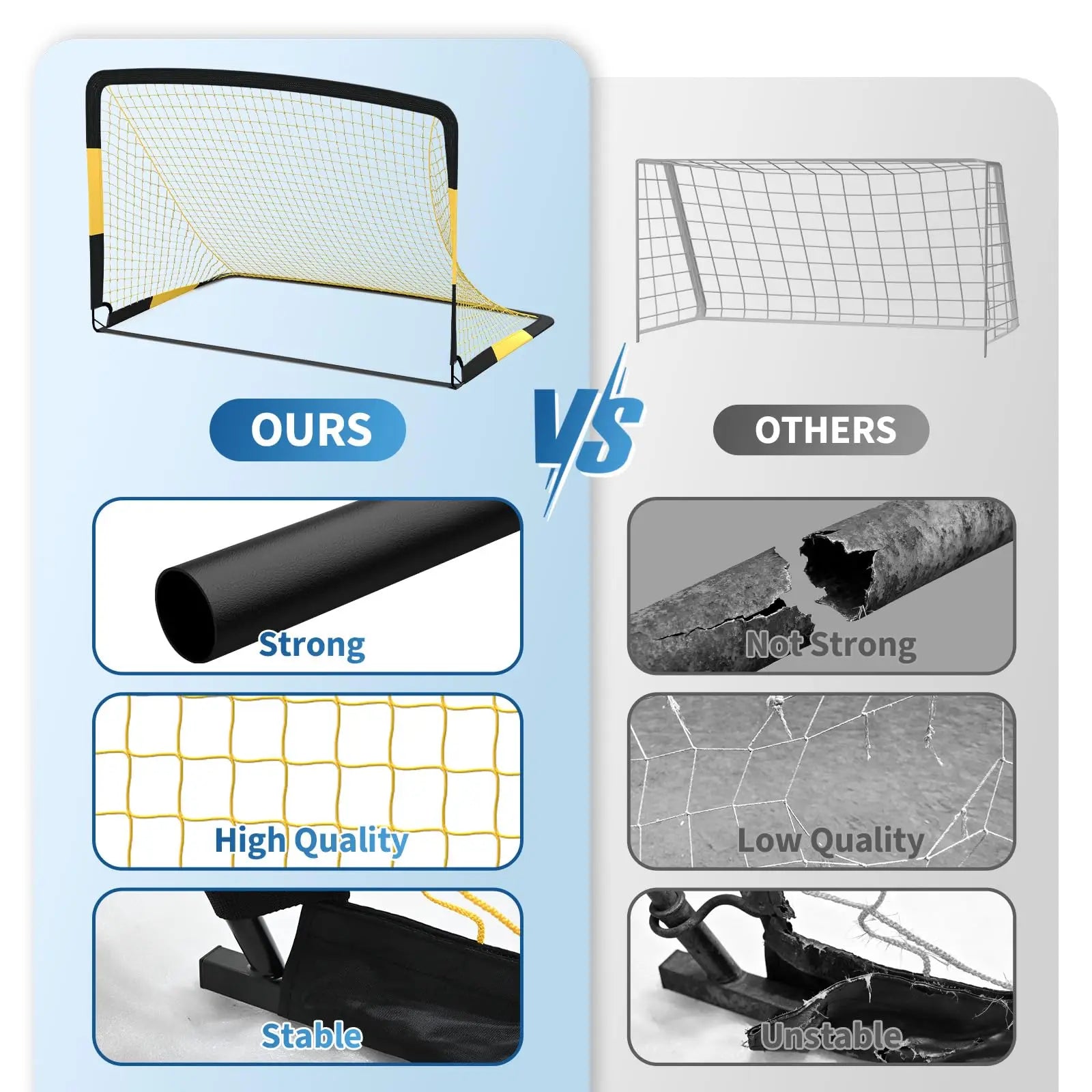 6x4ft Pop Up Soccer Goal Set Of 2 Backyard Soccer Net Portable Training Equipment With Ball Cones Pump For Kids Youth