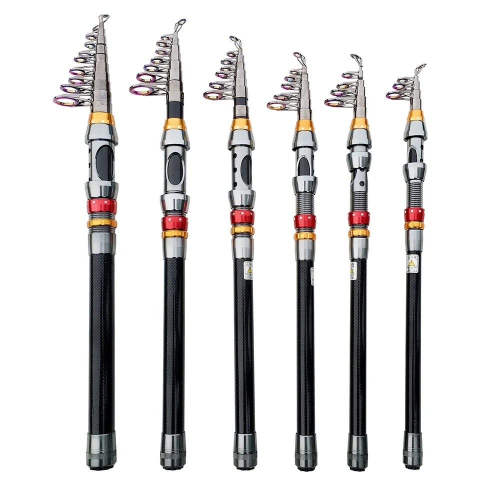 Telescopic 1.8-3.6m Carbon Fiber Fishing Rod And Reel Combo