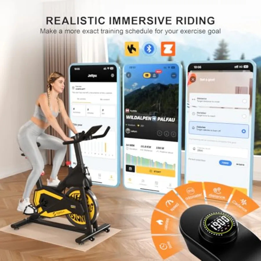 Indoor Cycling Bike for Home Exercise with Adjustable Magnetic Brake Pad Resistance Silent Belt Drive