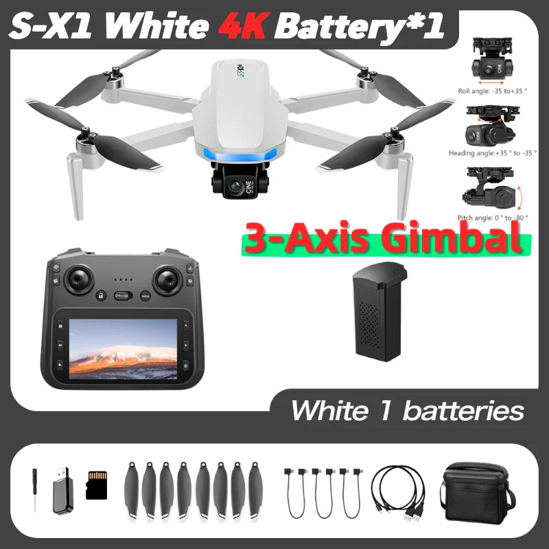 Lenovo S-X1 Professional GPS Drone 8K HD 3 Axis Gimbal Camera 5G WIFI FPV Brushless Obstacle Avoidance RC Quadcopter Drone from China