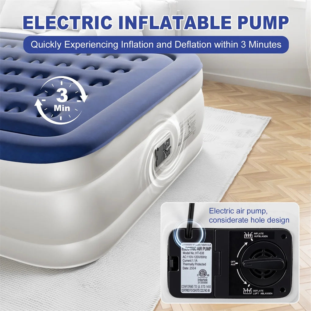 Queen 18in Raised Comfort Air Mattress with Built-in Pump