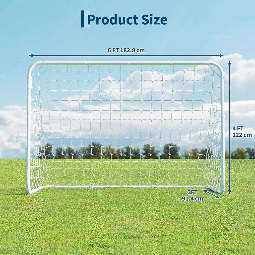 6X4 FT Portable Soccer Goal for Backyard – Heavy Duty Steel Frame Soccer Net with Ground Stakes
